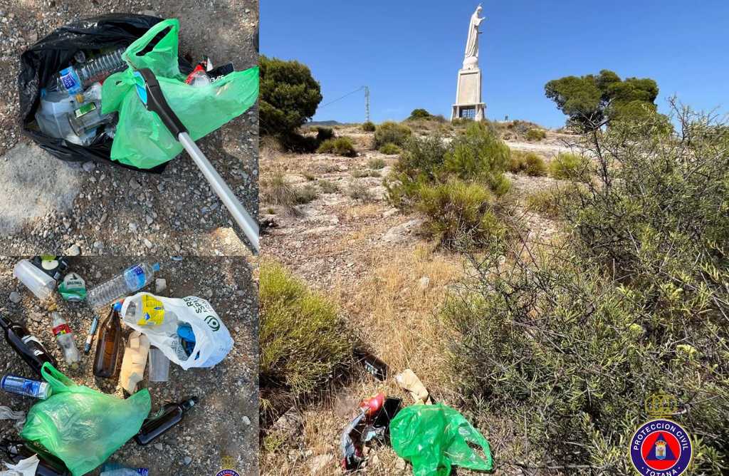 Protección Civil denuncia el abandono de basura en el entorno del Corazón de Jesús tras la noche de San Juan